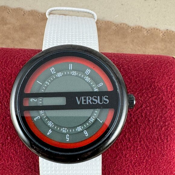 VERSUS of VERSACE Designer Black on White with Gray and Orange Dial, Black Case main image 8